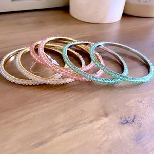 🌸Pink Green&White Rhinestone BangleBraceletSet🌸